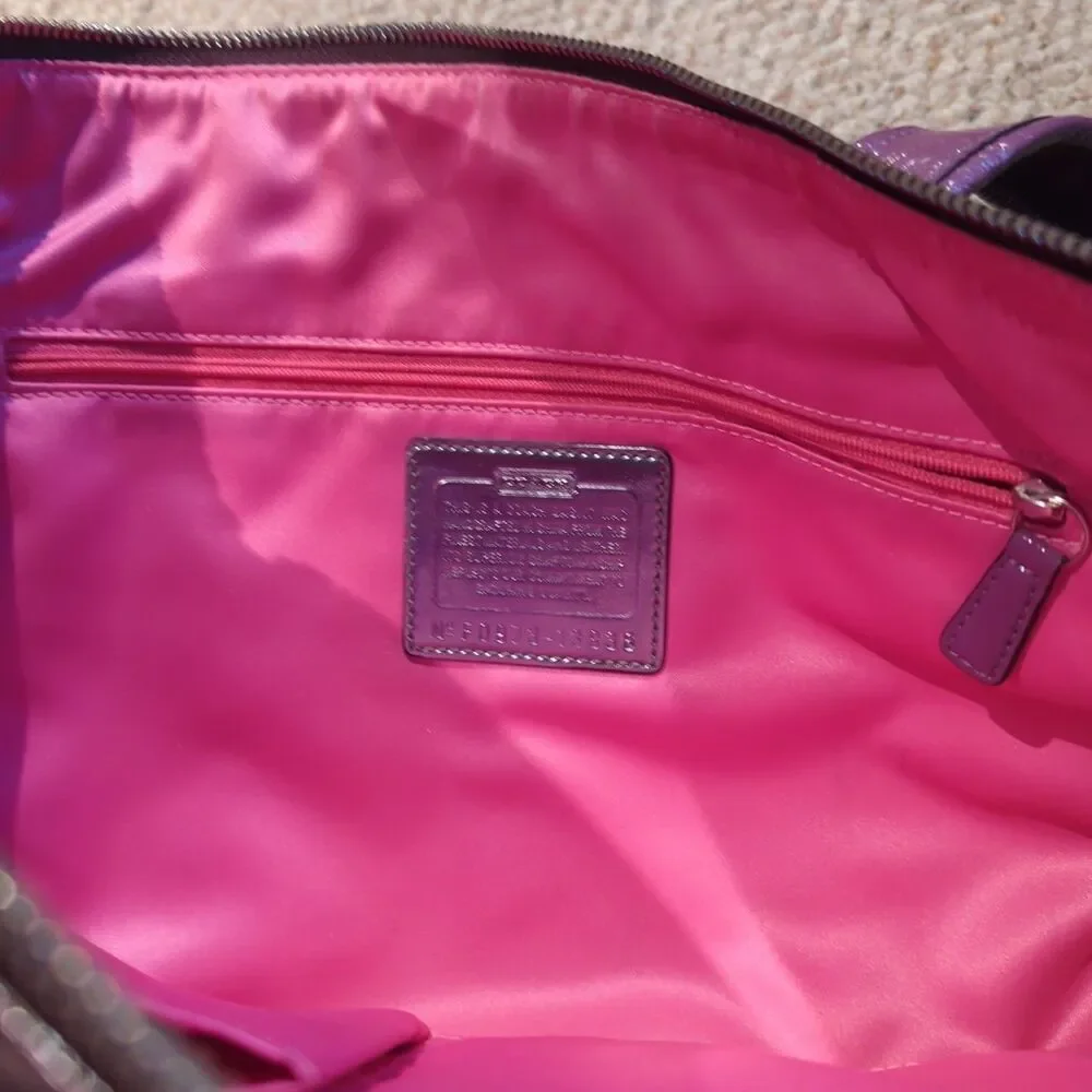 Coach Poppy Shoulder Tote Bag Raspberry Purple Patent Leather Purse F20973-13876